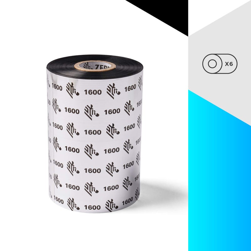 Zebra Standard Black Wax Ribbon for Industrial Thermal Transfer Printers 4.33 in Wide 1476 ft Long 1 in Core Pack of 6 Rolls Compatible with Multiple Models 10031729SP - Image 3